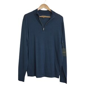 Lachlan Men's Size XL NEW Navy Blue 100% Merino Wool Quarter Zip Sweater